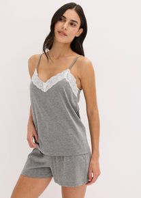Pyjamas med shorts och spets - gr&aring; - storlek 56/58 (3XL) - bonprix