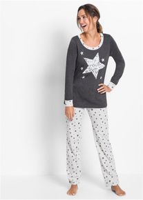 Pyjamas med ekologisk bomull - gr&aring; - storlek 48/50 (XL) - bonprix