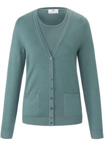 Peter Hahn - Twinset aus 100% Schurwolle-Pure Tasmanian Wool, gr&uuml;n, Gr. 36, Schurwolle