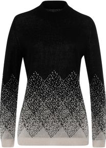 Damen Stehkragenpullover mit Jacquard-Muster elfenbein-schwarz-gemustert Gr&ouml;&szlig;e 54