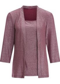 Damen 2-in-1-Shirt mit Glanzgarn bordeaux-silberfarben Gr&ouml;&szlig;e 42