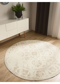 benuta Basic Tapis Suki Cr&egrave;me/Beige diam&egrave;tre 120 cm
