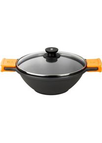 BRA Efficient nonstick wok with lid with grid CM24 pots and preparation, Pfanne + Kochtopf, Schwarz