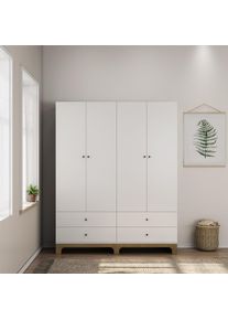 OTTO home, Kleiderschrank &raquo;Oslo Schlafzimmerschrank Garderobe wei&szlig; Landhaus Bestseller&laquo; Schlafzimmerschrank mit 4 T&uuml;ren und 4 Schubladen, Breite 160cm