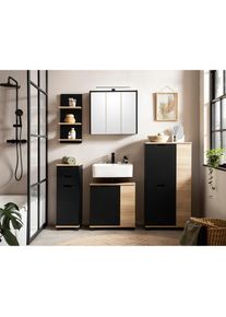 Schildmeyer, Stauraumschrank &raquo;Emmik, Breite 60 cm, platzsparend, verstellbare Einlegeb&ouml;den&laquo; Made in Germany, schwarzmatt/wei&szlig;eichefb., FSC -