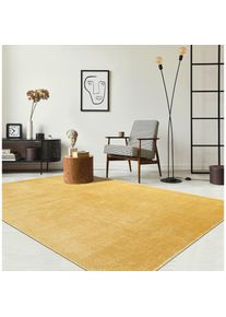 the carpet, Teppich &raquo;Relax&laquo; rechteckig 16 mm H&ouml;he waschbarer Wohnzimmer Teppich modern rutschfest, Kundenliebling, Gold, Polyester, B : 200 cm 1 Stk. 