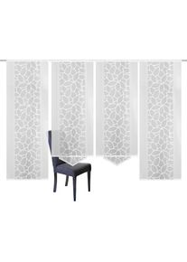 Home Wohnideen, Schiebegardine &raquo;JENNA&laquo; Klettband 4 Stk. tlg. Schiebevorhang Jacquard Set, wei&szlig;, Polyester, 225 cm, wei&szlig;