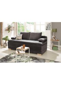 OTTO home, Schlafsofa &raquo;Berlin&laquo; Dauerschl&auml;fer mit Boxspringfederung, Bettfunktion und Bettkasten, dunkelgrau, Samtoptik (100% Polyester), B/H/T: 202 cm