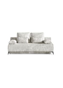 WERK2, Schlafsofa &raquo;Indira Samtvelour Boucle Bezug, Breite 206cm, Liegefl&auml;che 202/145cm, &laquo; 2-Sitzer Sofa & Schlafcouch mit Bettkasten, Silber, 100% 
