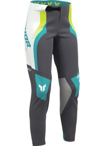 Thor Sportmode Velocity, textile pants women , color: Dark Grey/Turquoise/White/Neon-Yellow , size: 5/6