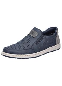 Rieker, Herren, Slipper , Slip-on Sneaker, Loafer, Komfortschuh mit Gummizug f&uuml;r guten Sitz, blau-grau, 45, blau-grau, Slipper mit luftdurchl&auml;ssiger 