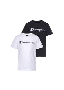 Champion, Herren, T-Shirt Packung, 2 Stk. Kurzarm, mit Logoschriftzug, aus Baumwolle und Polyester, schwarz-wei&szlig;, XXL (176), T-Shirt im praktischen 