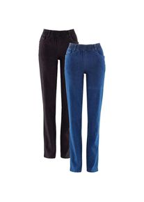 bonprix, Damen, Stretch-Hose im 2er Pack, mit Gummizug, blau denim+schwarz, N-Gr, 36 -N-Gr, blau denim+schwarz, Stretch-Hose im praktischen 2er Pack