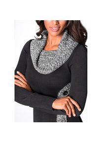 bonprix, Damen, Strickkleid &raquo;Figurbetontes Strickkleid mit Schalkragen&laquo; Figurbetontes Strickkleid mit Schalkragen, schwarz meliert, N-Gr, 36/38 (S) -N