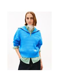 Tommy Hilfiger, Damen, Troyer &raquo;CO CABLE MID GG 1/2 ZIP LS SWT&laquo; mit Zopfmuster, Mesmerizing Blue, M (38), Mesmerizing Blue, Troyer von Tommy Hilfiger 