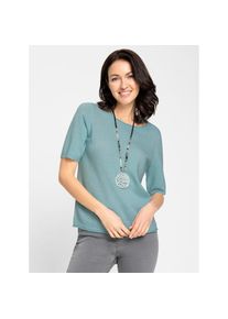 Inspirationen, Damen, Kurzarmpullover &raquo;Feinstrick-Pullover&laquo;, aqua-meliert, 44/46, aqua-meliert, mit 30% Kaschmir