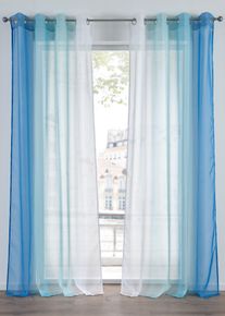 Gardiner i lett voile f&aring;s ogs&aring; i ekstra lang (2-pack), bl&aring;, st&oslash;rrelse 145x144 cm, bonprix