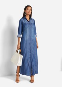 Hemdblusenkleid aus TENCEL Lyocell, bl&aring;, st&oslash;rrelse 52, bonprix