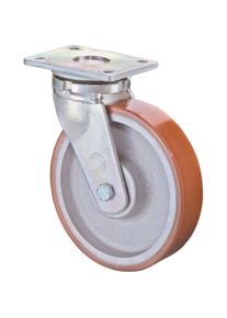 BS Rollen, M&ouml;belrollen, Schwerlast-Lenkrolle D.200mm Trgf.1400kg Guss-PU Platte L200xB160mm