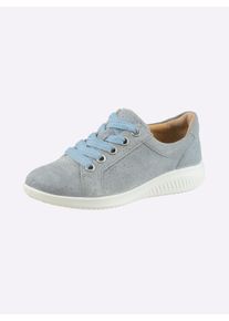 Damen Schn&uuml;rschuh f&uuml;r sehr kr&auml;ftige F&uuml;&szlig;e, von Jomos in hellblau ,Gr&ouml;&szlig;e 38, Witt, 100% Veloursleder