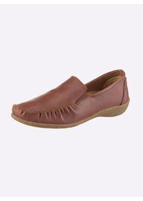 Loretta Damen Slipper mit Gummizug in rotbraun ,Gr&ouml;&szlig;e 41, Witt, 100% Glattleder