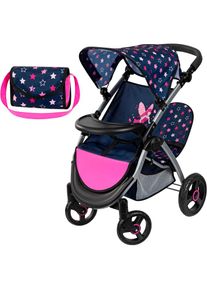 BAYER Puppen-Zwillingsbuggy &raquo;Twin Star, blau/pink&laquo; mit Wickeltasche