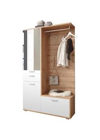 HBZ-MEBLE HBZ Kompaktgarderobe &raquo;Entra Garderobe, BxHxT 117x198x38 cm&laquo; 3 Stk. tlg. mit Spiegel und Schubkasten