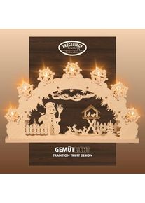 Weigla Schwibbogen &raquo;Schneemann, Lichterbogen aus Holz NATUR-BRAUN, Made in Germany&laquo; 1 Stk. Erzgebirge garantiert, Weihnachtsdeko Innen, 