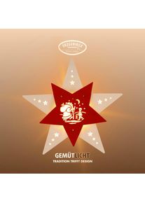 Weigla Dekostern &raquo;LED Knecht Ruprecht, Fensterbild, WEIẞ-ROT, Made in Germany&laquo; Erzgebirge garantiert, Weihnachtsdeko Innen, Weihnachtsbeleuchtung