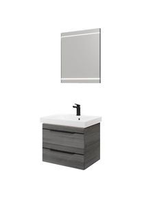 Saphir Badm&ouml;bel-Set &raquo;Balto 2-teilig Mineralmarmor-Waschtisch mit LED-Spiegel, Waschplatz&laquo; 2 Stk. tlg.