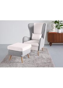 Home Affaire Sessel &raquo;Salla Bezug Boucl&eacute; oder Struktur fein, Ohrensessel&laquo; wahlweise mit oder ohne Hocker; gro&szlig;er Sessel: Ma&szlig;e B/T/H: 78/94/118cm