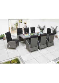 Konifera Garten-Essgruppe &raquo;Brisbane&laquo; inkl. Auflagen, 8x Sessel, 1x Tisch 225x100x75, Aluminium/Polyrattan, , 17 Stk. tlg. R&uuml;ckenlehnen verstellbar, 