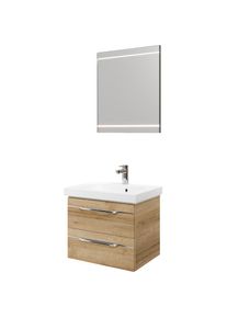 Saphir Badm&ouml;bel-Set &raquo;Balto 2-teilig Mineralmarmor-Waschtisch mit LED-Spiegel, Waschplatz&laquo; 2 Stk. tlg.