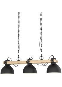 Eglo H&auml;ngeleuchte &raquo;LUBENHAM H&auml;ngelampe, Stahl und Holz, E27, IP20, Esszimmerlampe, Lampe&laquo; E27 H&auml;ngeleuchte, L90 x B20 x H110 cm, schwarz, braun, 3X28W