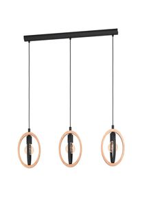 Eglo H&auml;ngeleuchte &raquo;BASILDON Pendellampe, E27, Stahl, Holz, Vintage, Esstischlampe, Lampe&laquo; E27 1 Stk. H&auml;ngelampe, Esszimmer, L78 x B16 x H110cm, 