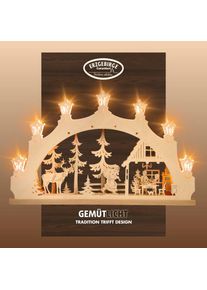 Weigla LED Schwibbogen &raquo;Weihnachtsabend, Lichterbogen aus Holz, NATUR, Made in Germany&laquo; 1 Stk. Erzgebirge garantiert, Weihnachtsdeko Innen, 