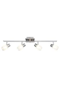 Brilliant LED Deckenstrahler &raquo;LEA&laquo; E14 LED Spotrohr 4flg eisen7chrom/wei&szlig;, E14 max. 4W, schwenkbar, silber
