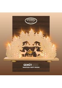 Weigla LED Schwibbogen &raquo;Futterkrippe mit echtem Heu, Lichterbogen aus Holz, NATUR&laquo; 1 Stk. Made in Germany, Weihnachtsdeko Innen, Weihnachtsbeleuchtung