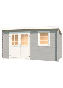 Lasita Maja Gartenhaus &raquo;Amira 175&laquo; Blochbohlenhaus 28mm, Fundamentmass 3800x1750, Lichtgrau