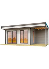 Lasita Maja Gartenhaus &raquo;DOMEO 7 LICHTGRAU/ANTHRAZIT&laquo; Fundamentmass 4000+1950 x 3000, Lichtgrau