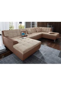 DOMO collection Wohnlandschaft &raquo;Treviso incl. Zierkissen, moderne Steppung, XXL: B/T/H: 364/201/83 cm&laquo; wahlweise mit Bettfunktion, in vielen 