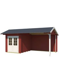Lasita Maja Gartenhaus &raquo;Kenzo 300&laquo; Blockbohlenhaus 34mm Anbau, Fundamentma&szlig; 5400x3000, Schwedenrot