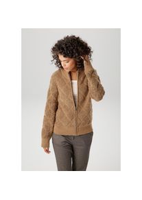 Aniston CASUAL Strickjacke mit dezentem Rauten-Muster im 3D-Effekt beige, Gr&ouml;&szlig;e 36