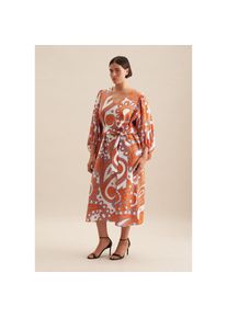 Seidensticker Sommerkleid &raquo;Schwarze Rose&laquo; 3/4 V-Neck Paisley orange, Gr&ouml;&szlig;e 4XL48