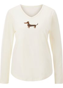 w&auml;schepur Damen Schlafanzug mit Hunde-Motiven champagner-sesam-bedruckt Gr&ouml;&szlig;e 40/42