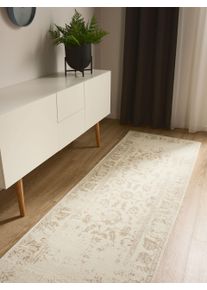 benuta Basic Teppich Suki Cream/Beige 80x240 cm - Vintage-Stil Teppich im Used-Look