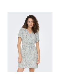 Only, Damen, Minikleid &raquo;ONLEVIDA S/S SHORT DRESS WVN NOOS&laquo; Viskose, regular fit, V-Ausschnitt, Gray Mist AOP:FLOWER, N-Gr, XS - N-Gr, Gray Mist 