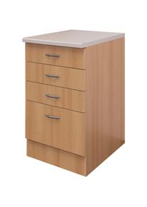 Flex-Well, Unterschrank &raquo;Nano&laquo; (B x H x T) 50 x 85/86 x 60 cm, mit praktischen Schubk&auml;sten, Buche Nachbildung, Holzwerkstoff, Buche Nachbildung - B/H/