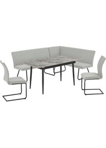 OTTO home, Eckbankgruppe &raquo;Stevian&laquo; Set, 1 ausziehbarer Esstisch + 1 Eckbank Recamiere links + 2 St&uuml;hle, 4 Stk. tlg. Holz, Strukturstoffbezug, 