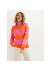 bonprix, Damen, Strickpullover mit Streifen Muster, pink/orange gestreift, 44/46 (L), pink/orange gestreift, Strickpullover im farbenfrohen Design